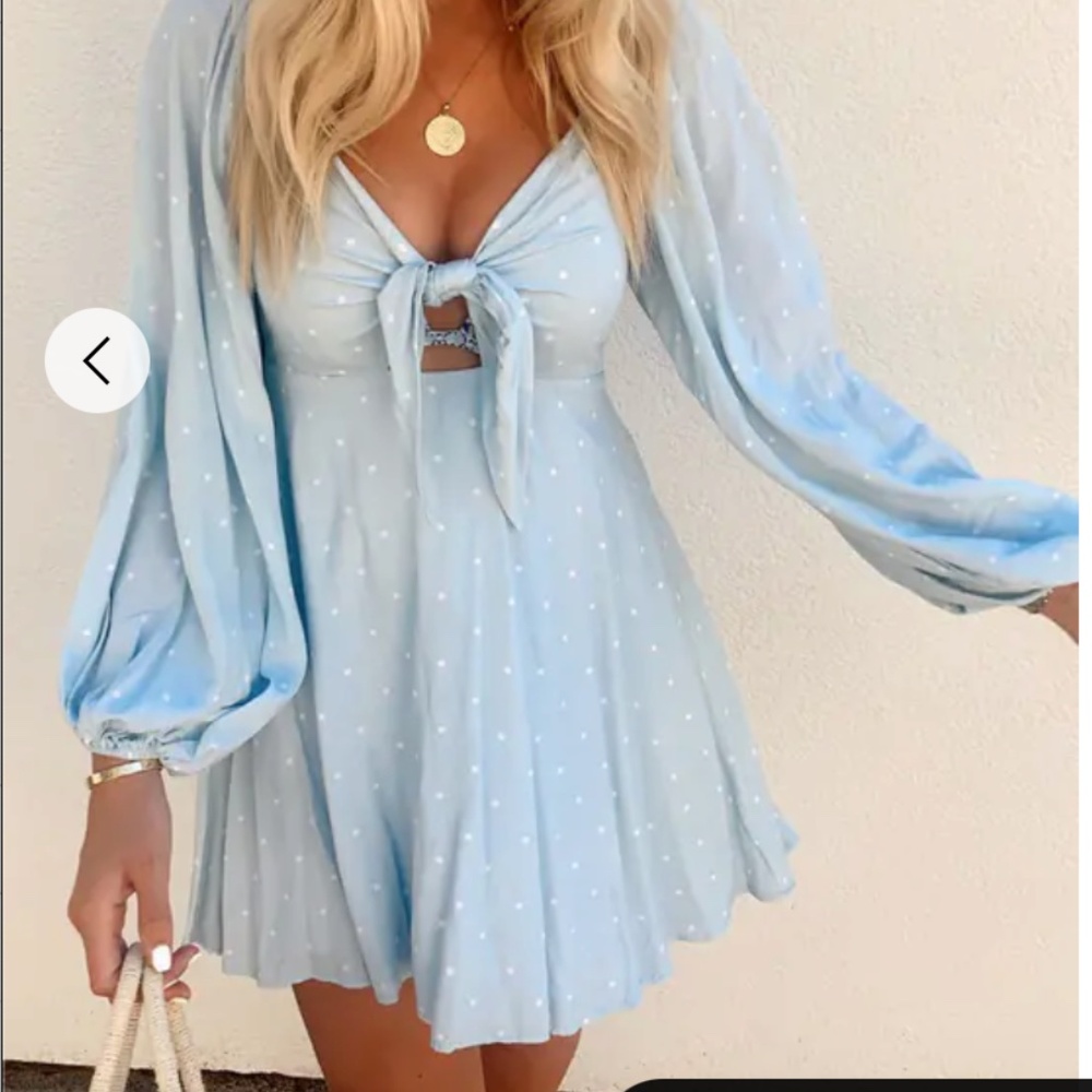 Charlie Holiday Blue Polka Dot Silk Dress